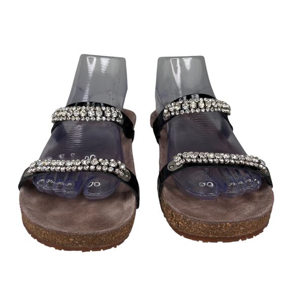 Mephisto Ivana Black Patent Leather Rhinestone Sandals 39 - Picture 12 of 16